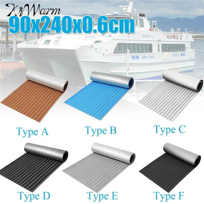 

6mm 90x240cm Self-adhesive EVA Foam Teak Sheet Boat Yacht Synthetic Decking Foam Floor Mat Seam Line Floor Sheet