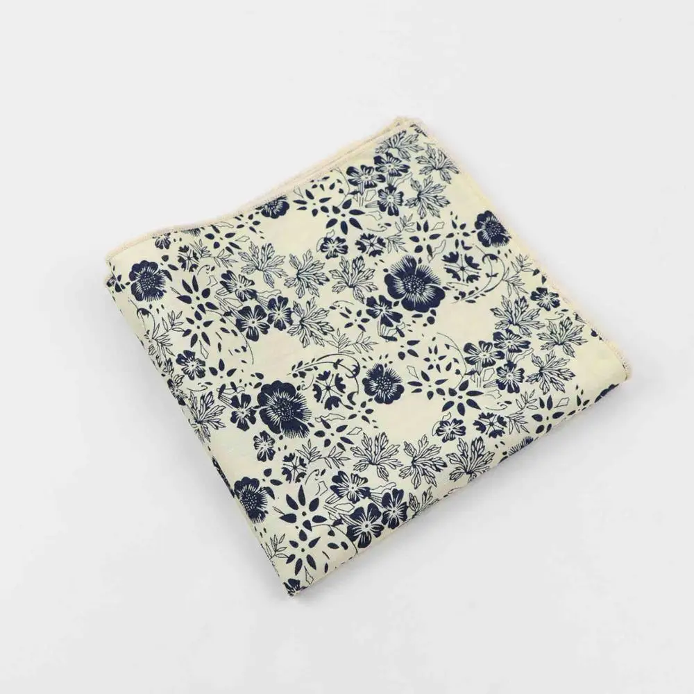 27cm New Floral Printed Big Handkerchief Cotton Men Hankie Wedding Banquet Party Pocket Square Flower Gift Accessory Quality - Цвет: 16