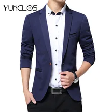 YUNCLOS 2019 New One Button Blazer for Men Casual Slim Fit Jackets High Quality Solid Color Business Men Blazer Jackets