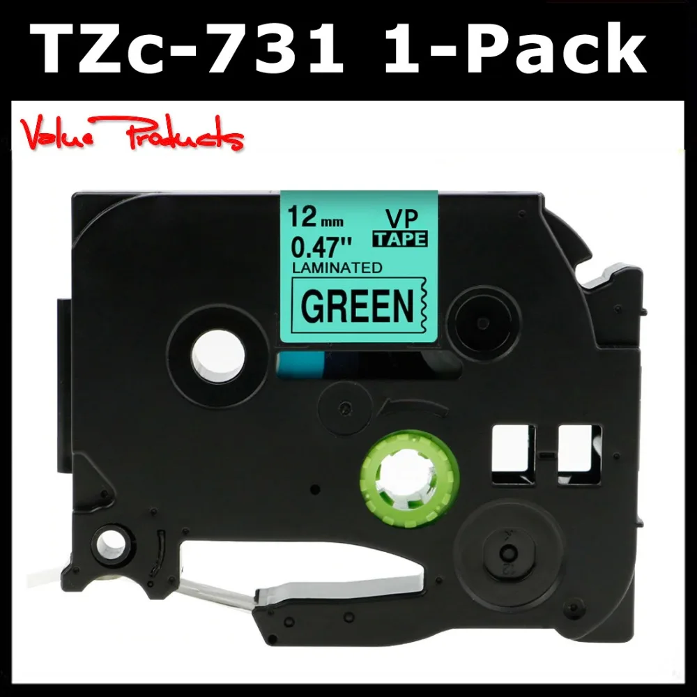 

For TZe-731 TZe 731 Label Tape 12mm Black on Green for Brother p-touch PTH110 / PT-D200 / PTD600 / Pt-d400 Label Marker,1-Pack