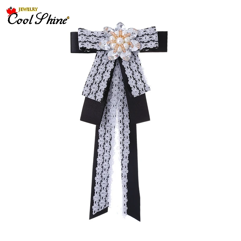 New Fashion Lace Fabric Big Flower Rhinestone Bow-knot Brooch for Women Luxurious Hand Made Jewelry Accessories Wholesale | Украшения и