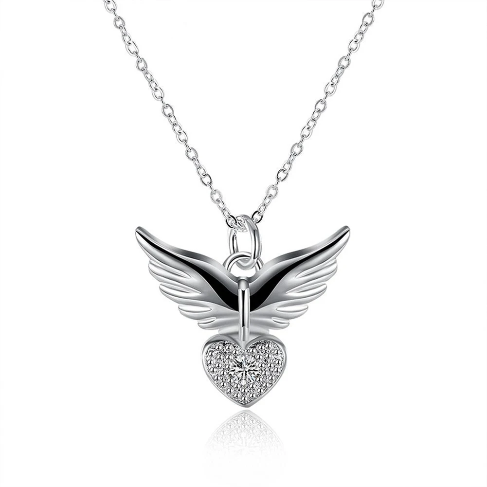 Fashion Women Elegant Angel Wing Love Heart Pendant Chain Necklace Jewelry Gift | Украшения и аксессуары