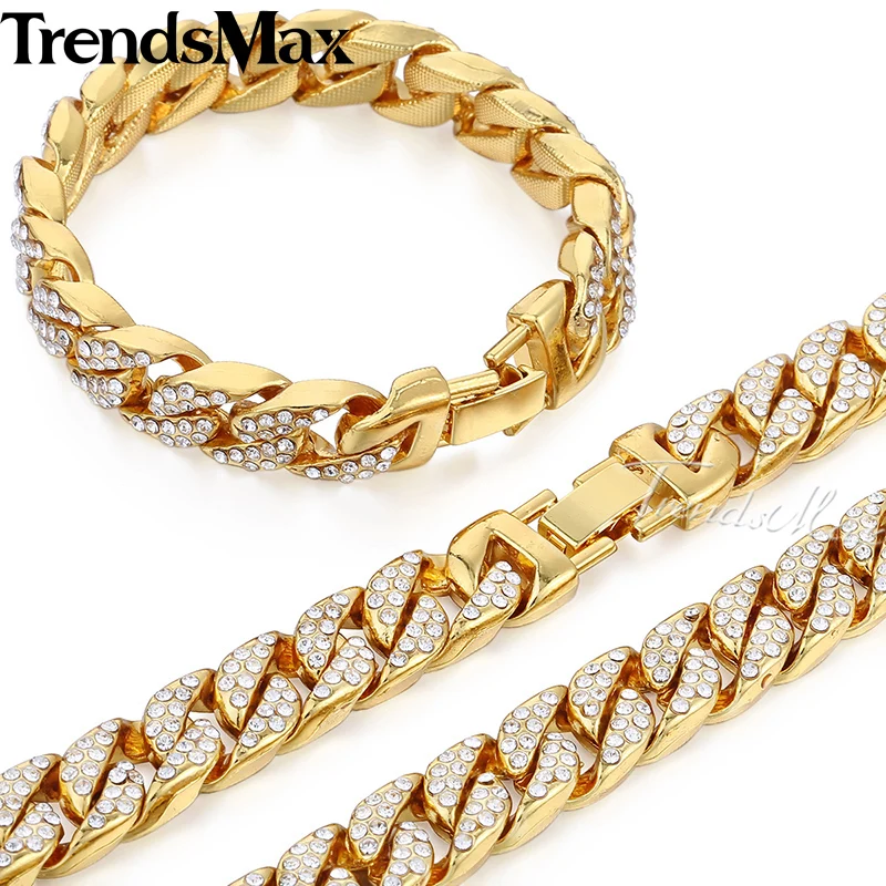 Женский и мужской набор украшений Trendsmax кубинское Ожерелье В Стиле Хип Хоп Майами