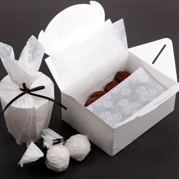 

100 PCs/Pack Food-Grade Candy Chocolate Wrapping Paper Greaseproof Baking Gift Packaging Material White Flower Pattern 25*35 cm
