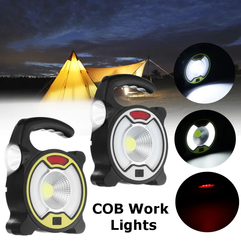 

COB Solar Powered LED Floodlight Portable Rechargeable LED Flood Light Flashlight Outdoor Work Spot Camping Lamp