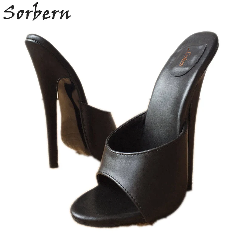 Sorbern 18cm Mule Sexy Mistress Hi Heel Slides Ladies Unisex Open Toe 