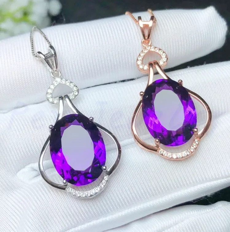 Подвеска с аметистом,, натуральный аметист, серебро 925 пробы, 12*16 мм, 9ct, большой цветной камень, ювелирные украшения# BL1892811