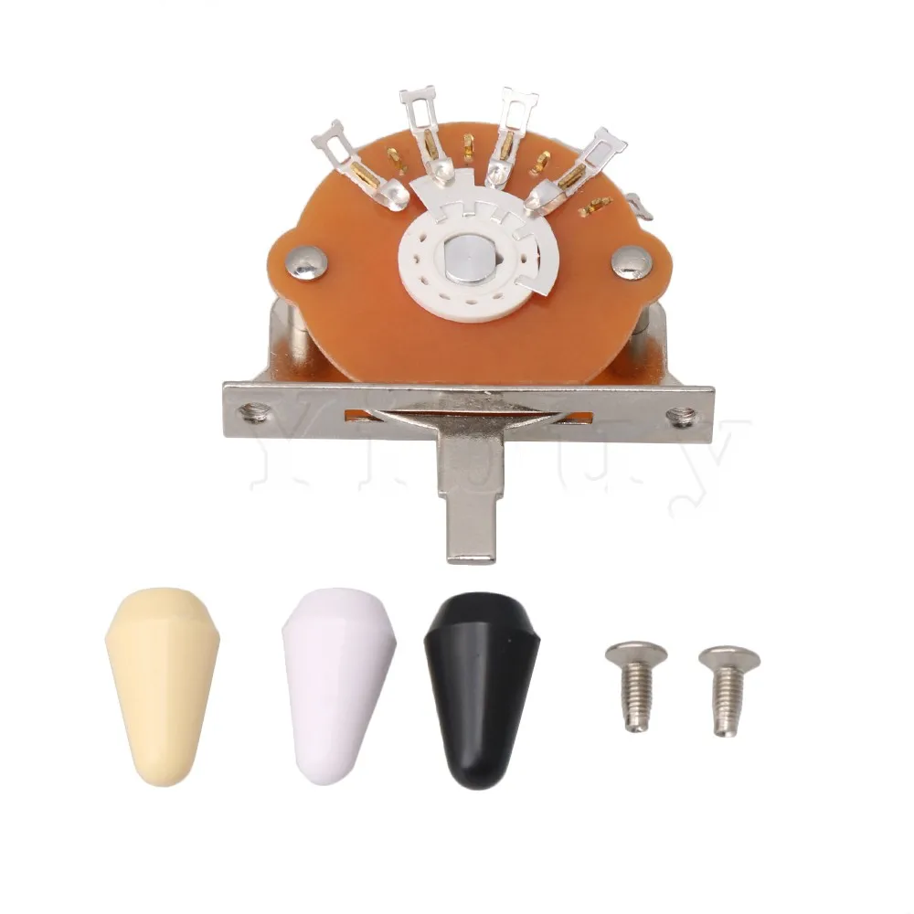 

Yibuy 5.2x4.76x1.2cm Silver Metal 3-Way Pickup Lever Switch Selector with Tip Knob and Screws for Electric Guitar