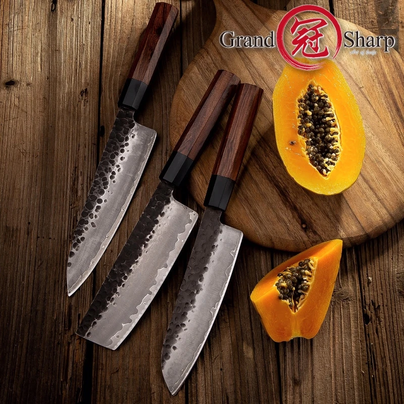  3 PCS Kitchen Knife Set Japanese AUS10 Steel Chef Santoku Nakiri Knives ECO Friendly Pro Cooking To - 32982353508