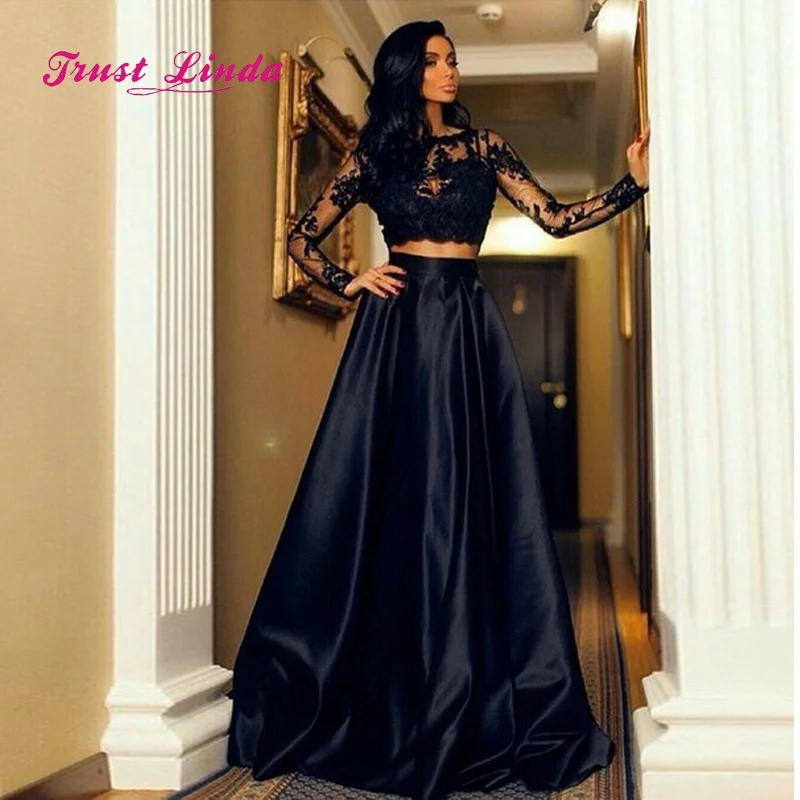 

African Long Dress For Wedding Party For Woman O Neck Long Sleeves Wedding Guest Dress Two Piece Prom Dresses