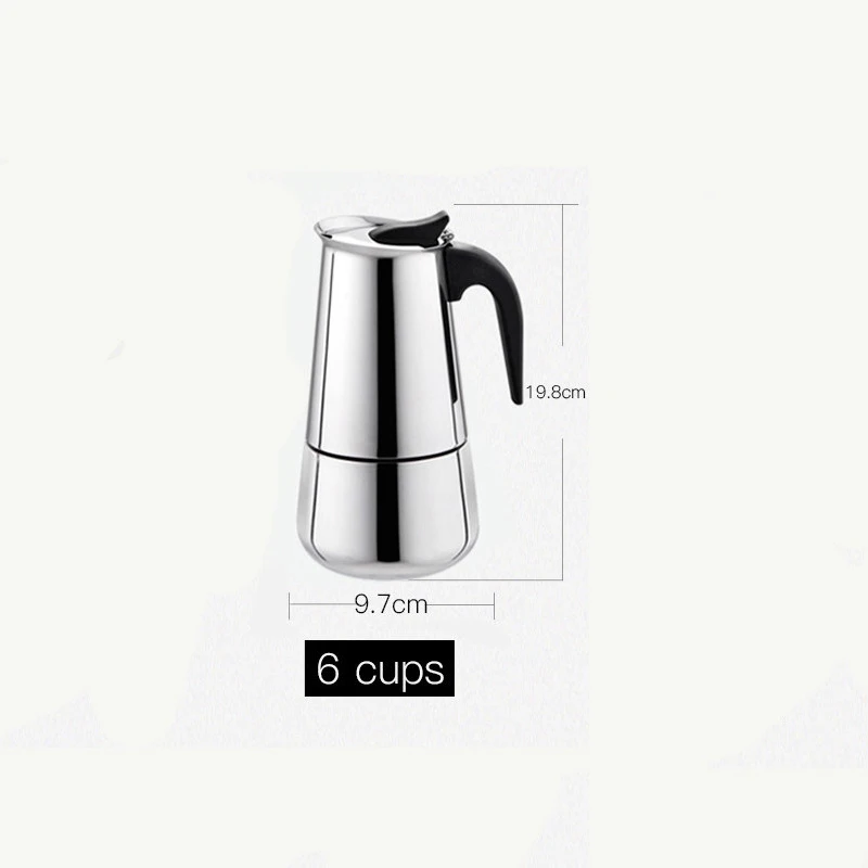 2-6 чашек из нержавеющей стали Moka Кофеварка Mocha Espresso V60 фильтр для латте плита кофейник бариста кувшин для молока инструменты - Цвет: 6cups 300ml