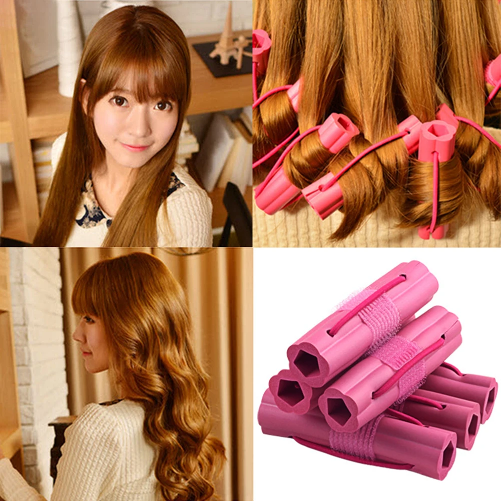 6Pcs Women Flower Design Sponge Hair Curler Maker Roller Rods Salon DIY