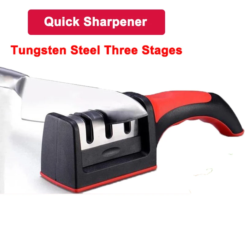 

Dropshipping Professional Knife Sharpener Diamond 3 Stages Tungsten Steel Carbide Ceramic Knife Sharpening Kitchen Tools Red