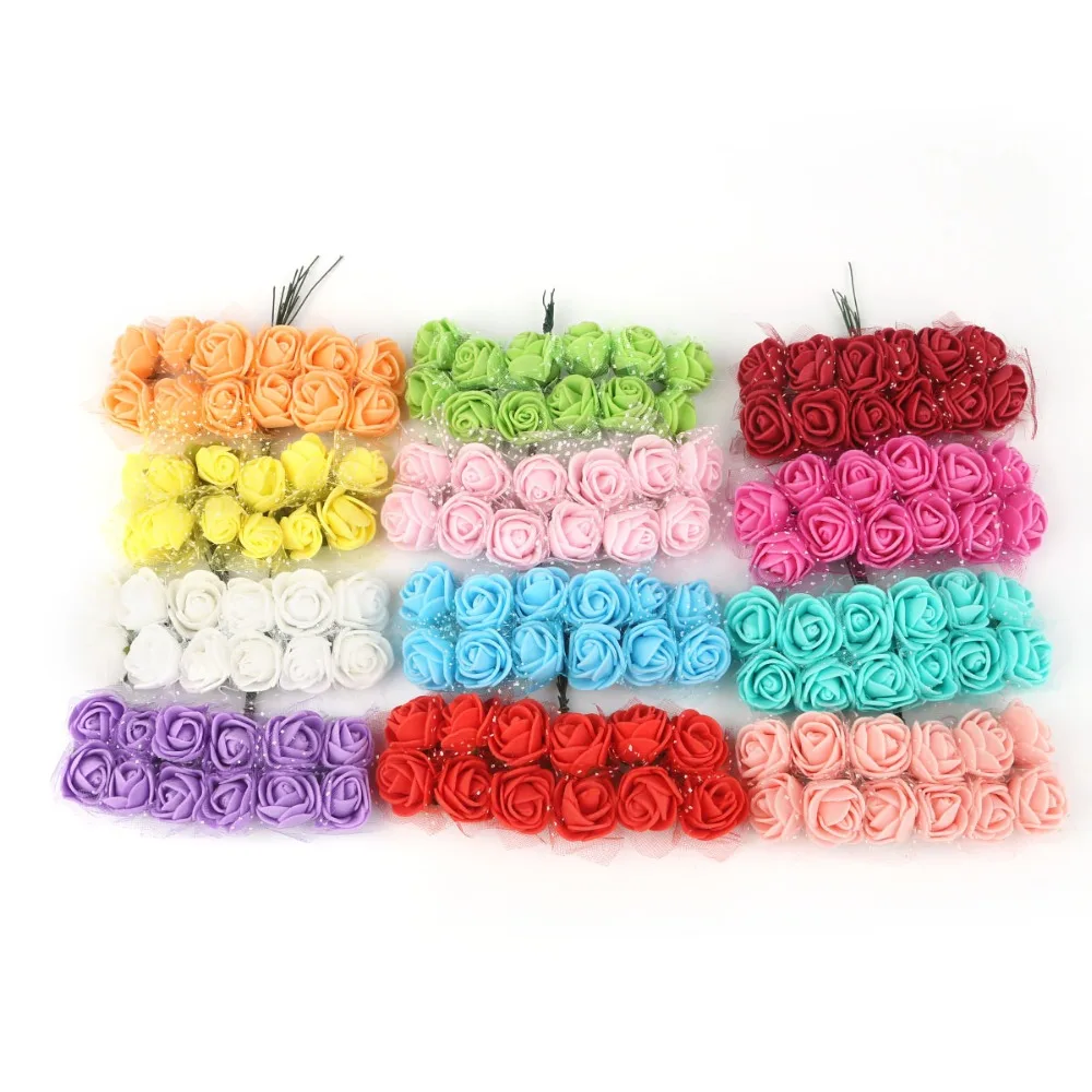 Mini Foam Rose Artificial Flowers Bridal Flower Fake Flower For Home