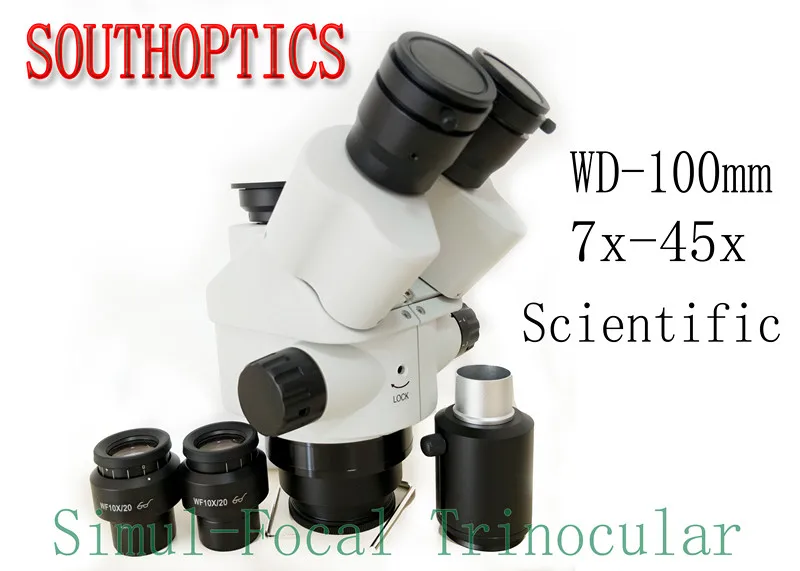 Лидер продаж sciential 7X 45X Simul Focal Тринокулярный зум стерео головка микроскопа WF10x