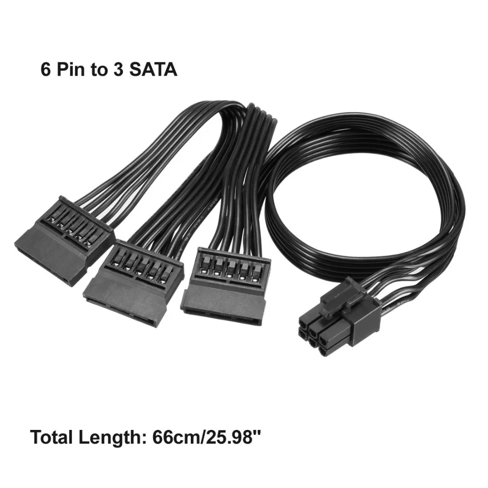 Uxcell 1 шт. 6 контактный на 3 SATA разъем питания ATA Y сплиттер адаптер кабель жесткого