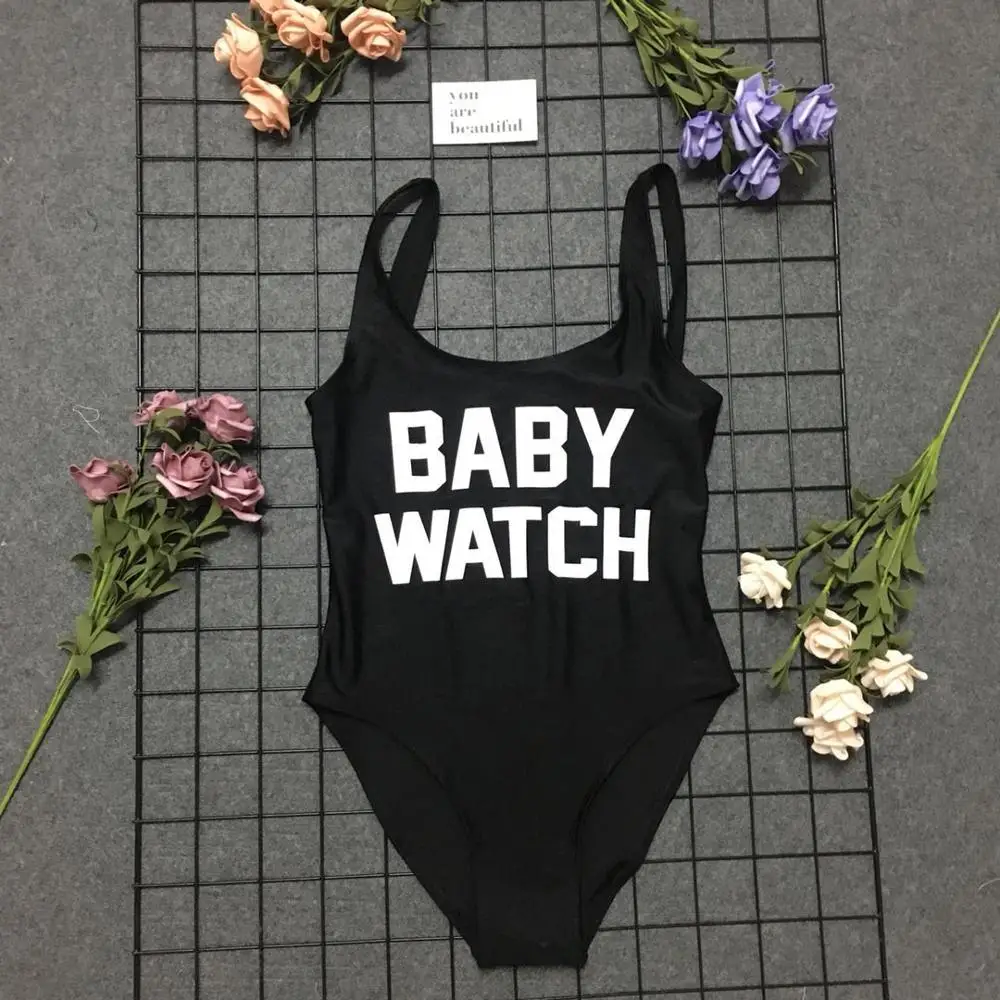 

swimsuit bathing suit sexy swimwear woman girl ladies one piece baby watch beachwear letter print high waist backless plus size