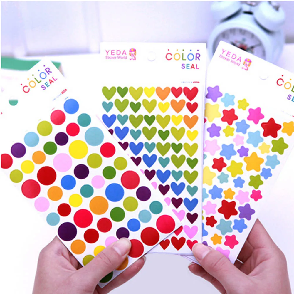 

6sheets/Set DIY Cute Kawaii Colorful Paper Sticker Lovely Heart Stickers School Stationery Supplies