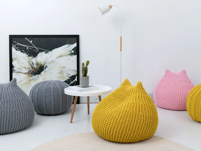 Modern Handmade European Style Lazy Bean Bag Sofa Children's Chair Living Room Single Puff Sofa Tatami Home Decoration 4