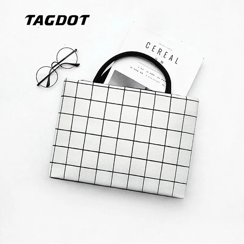 

Tagdot Brand PU Leather Laptop bags for women 13.3 14 15.4 15.6 inch waterproof for macbook air 13 inch Black and white lattice