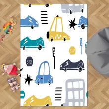 Else синий, черный, желтый дорожный автомобиль играть игра 3d печать Нескользящая микрофибра детские украшения для детской комнаты коврик детский коврик