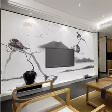 Новая китайская живопись чернилами и цветами фоновая стена высокого качества настенная ткань производители обои Фотообои