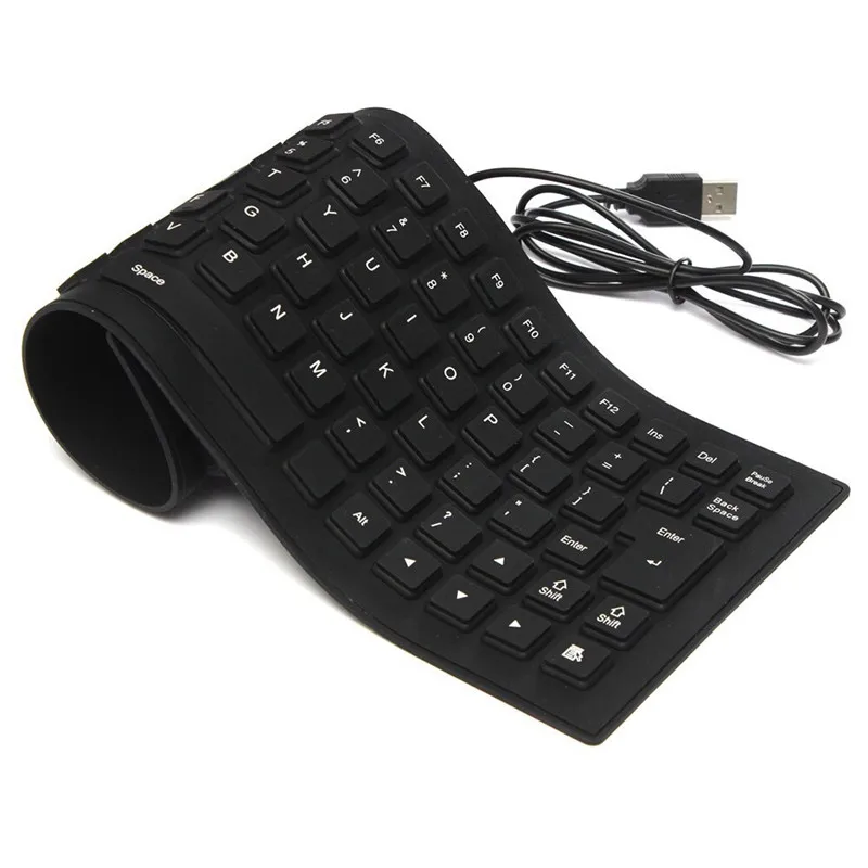 

basix 85 Keys USB Wired Keyboard Waterproof Flexible Foldable Silicone Keyboard Soft Rubber Keypad For Xiaomi Laptop Notebook PC