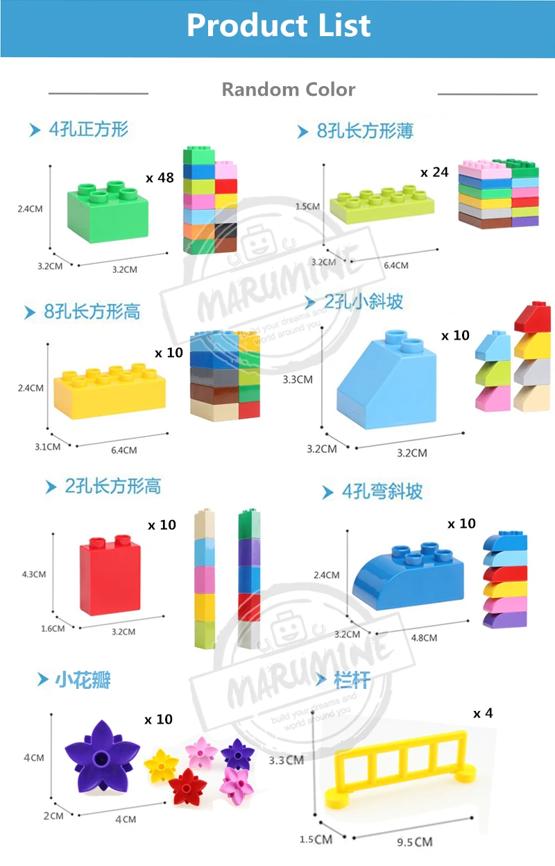 MARUMINE, большой размер, 126 шт, Duplo, набор кирпичей, город, сделай сам, креативные кирпичи, игрушки, детские, совместимые, образовательные, строительные блоки, совместимые