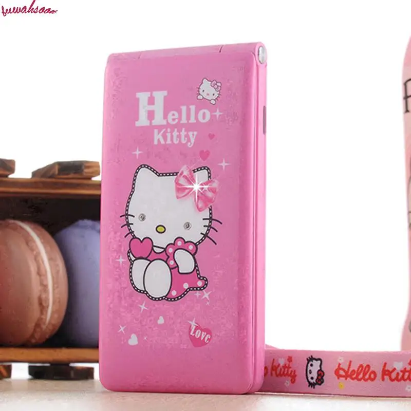 Чехол-книжка с двумя сим-картами сотовые телефоны D10 дыхание света Сенсорный экран Для женщин девочка мультфильм рисунок «Hello Kitty» разблокированного мобильного сотового телефона KUH