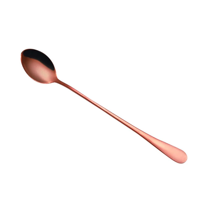 Best Price Stainless Steel Rainbow Long Handled Coffee Cold Drink Fruit Ice CreamTea Spoons