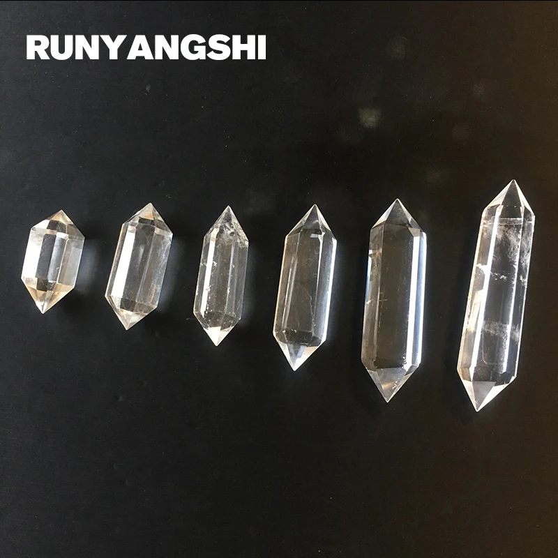 

White Crystal Pillar 2 Tips Tansparent Stones and Minerals High Quality Wholesale Factory Stone Runyangshi ZB20