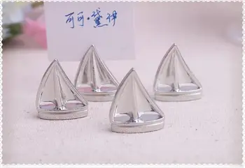 

"Shining Sails" Silver Place Card Holders Beach Themed Metal Wedding Decoration Favors Table Centerpiece