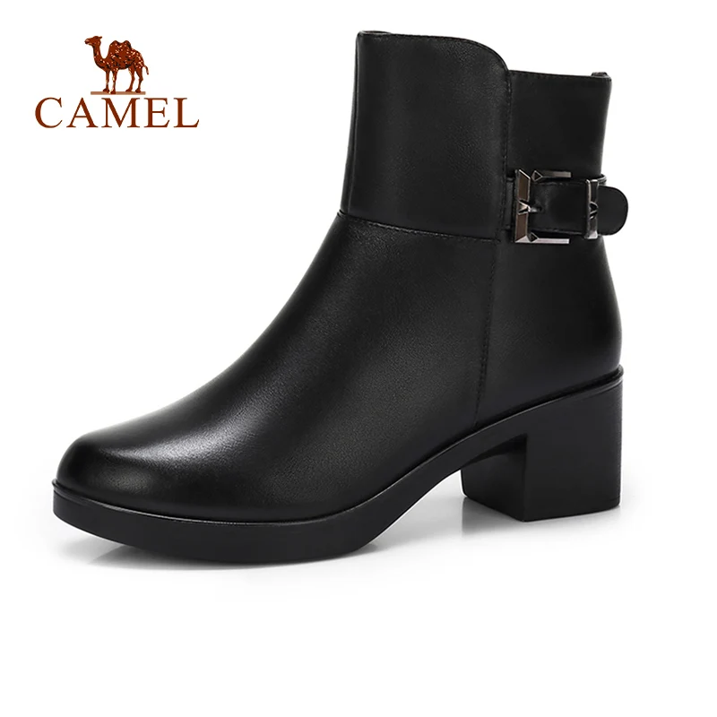 

CAMEL Women Fashion Ankle Short Boots Women Buckle Leather Casual Martin Short Boots For Ladies Soft Retro Wild Women Shoes