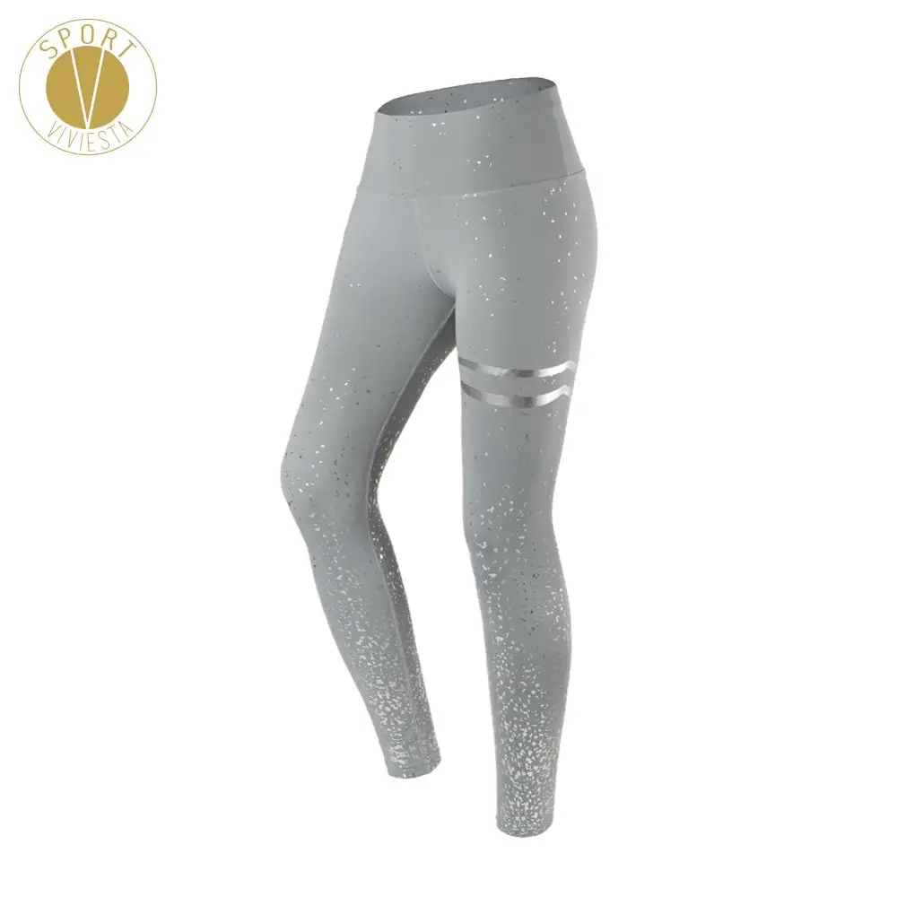 

Reflective Print Gym Run Tights - Women's Glitter Opaque Active Outdoor Workout Running Run Tights Activewear