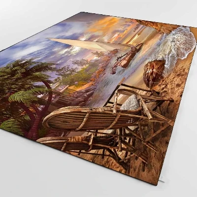 Еще тропический пляжный песок морские пейзажи вид 3d принт Нескользящая микрофибра Гостиная декоративный современный моющийся коврик