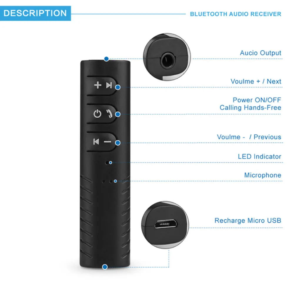 Мини 3,5 мм разъем беспроводной Bluetooth Автомобильный Громкая связь вызов Музыка Аудио приемник адаптер авто Bluetooth AUX для динамика наушников автомобиля