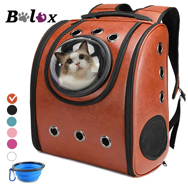 Cat carrier Backpack Breathable Travel Leather Shoulder Bag for Pet Cat