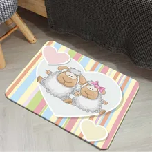 Else Синий Розовый с желтыми линиями милые светильники сердца девушка 3d шаблон печати Противоскользящий половик домашний декор Entryway Дети Коврик для комнаты
