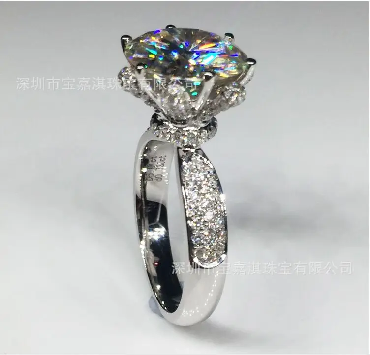 

Luxury Rose 1-2-3-4 Carat Silver Ring High End Carbon Carbide for Carolina payment