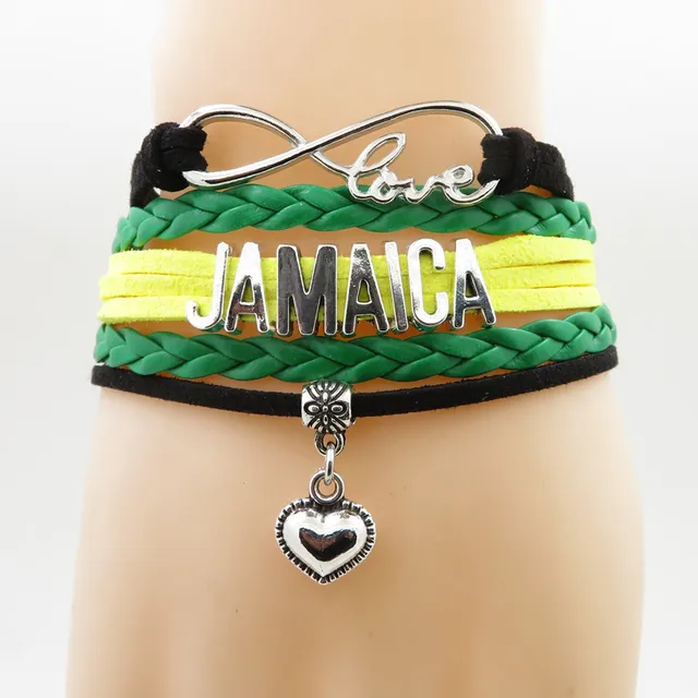 Infinity Love Jamaica Bracelet Heart Charm My Infinity Love Jamaica Bracelet Heart Charm My Motherland Bracelets Bangles For Woman