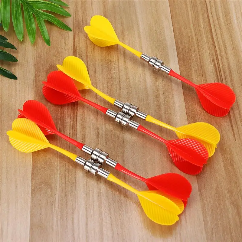 10pcs Replacement Durable Safe Plastic Wing Magnetic Darts Bullseye Target Game Toys (Red & Yellow)