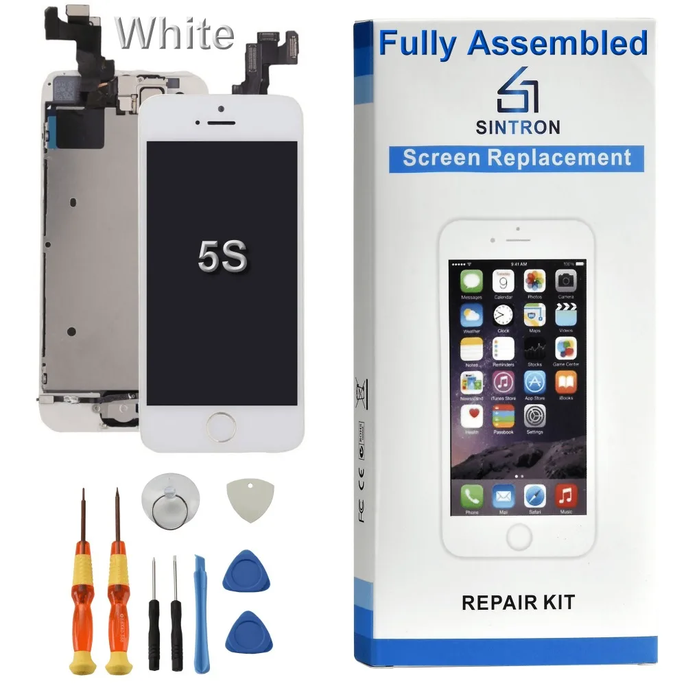 

Sintron OEM For iPhone 5S Screen Replacement Fully Assembled White Panel Display Including Original Parts With Free Repair Tools