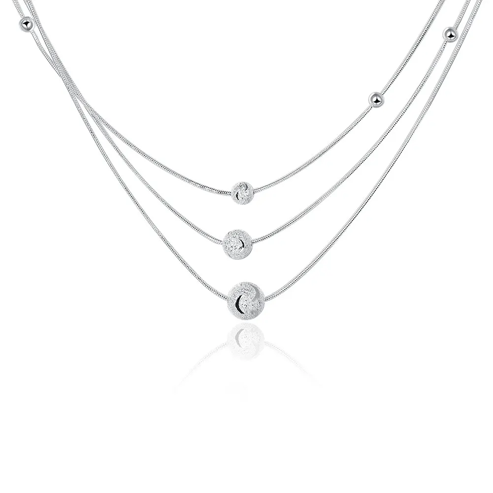 

lureme 925 Sterling Silver Multilayer Chain Necklace for Women Multi Balls Choker Necklaces & Pendants Sterling-Silver-Jewelry