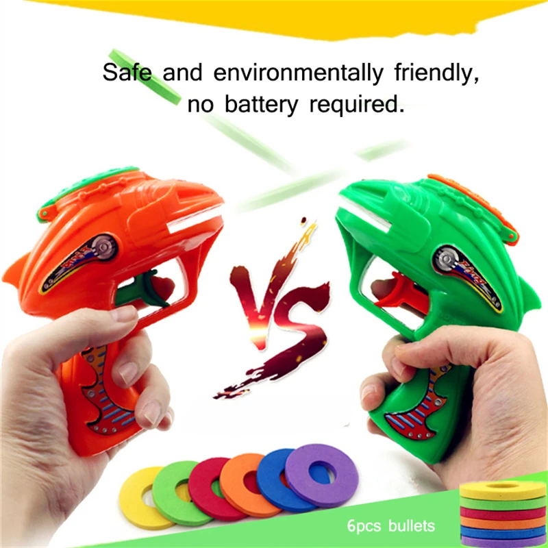 Eva2king Newly 3Pcs Flying Saucer Gun Toys Soft Bullet For Children