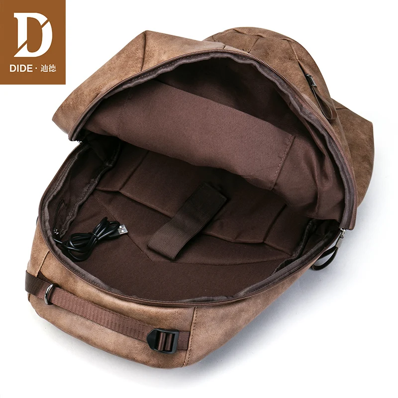 DIDE de carga USB 15,6 pulgadas portátil mochilas para la escuela bolso hombre Mochila Vintage Casual de cuero Mochila bolsa de los hombres 2018 DIDE de carga USB 15,6 pulgadas portátil mochilas para la escuela bolso hombre Mochila Vintage Casual de cuero Mochila bolsa de los hombres 2018