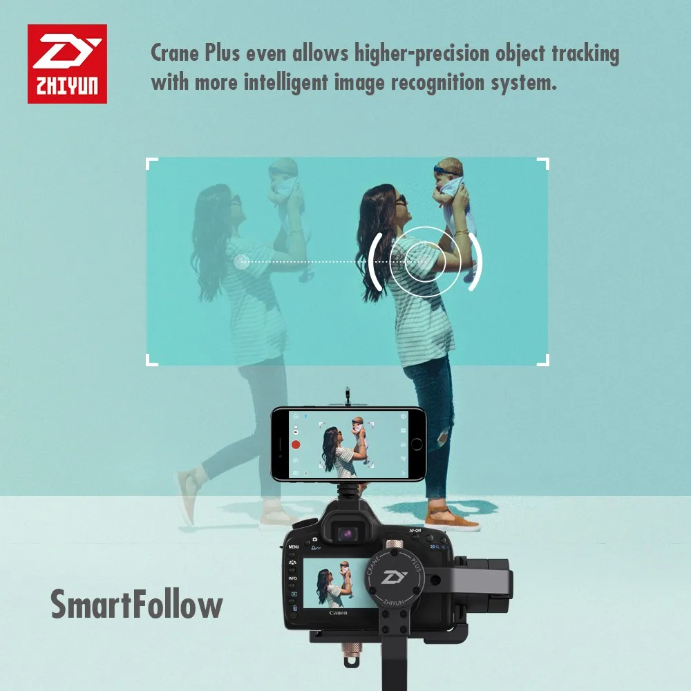 3 осевой беззеркальный стабилизатор Zhiyun Crane Plus для камер Canon 5D2/5D3/5D4 MINI|stabilizer
