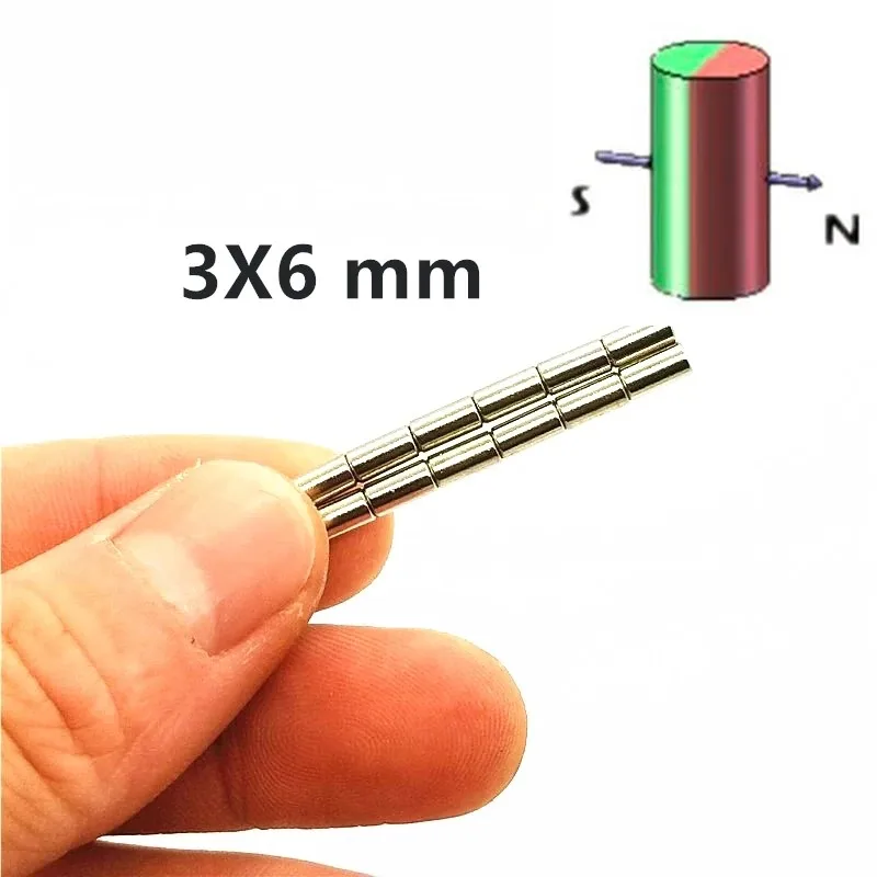 100/200/500PCS NdFeB Diametrically Rod Diameter 3x6 mm Precision