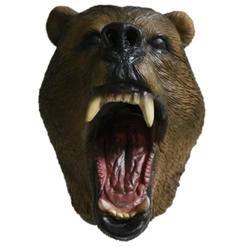 

Realistic Grizzly Bear Head Brown Bear Mask Animal Latex Masks Full Head Halloween Costumes Party Animal Cosplay