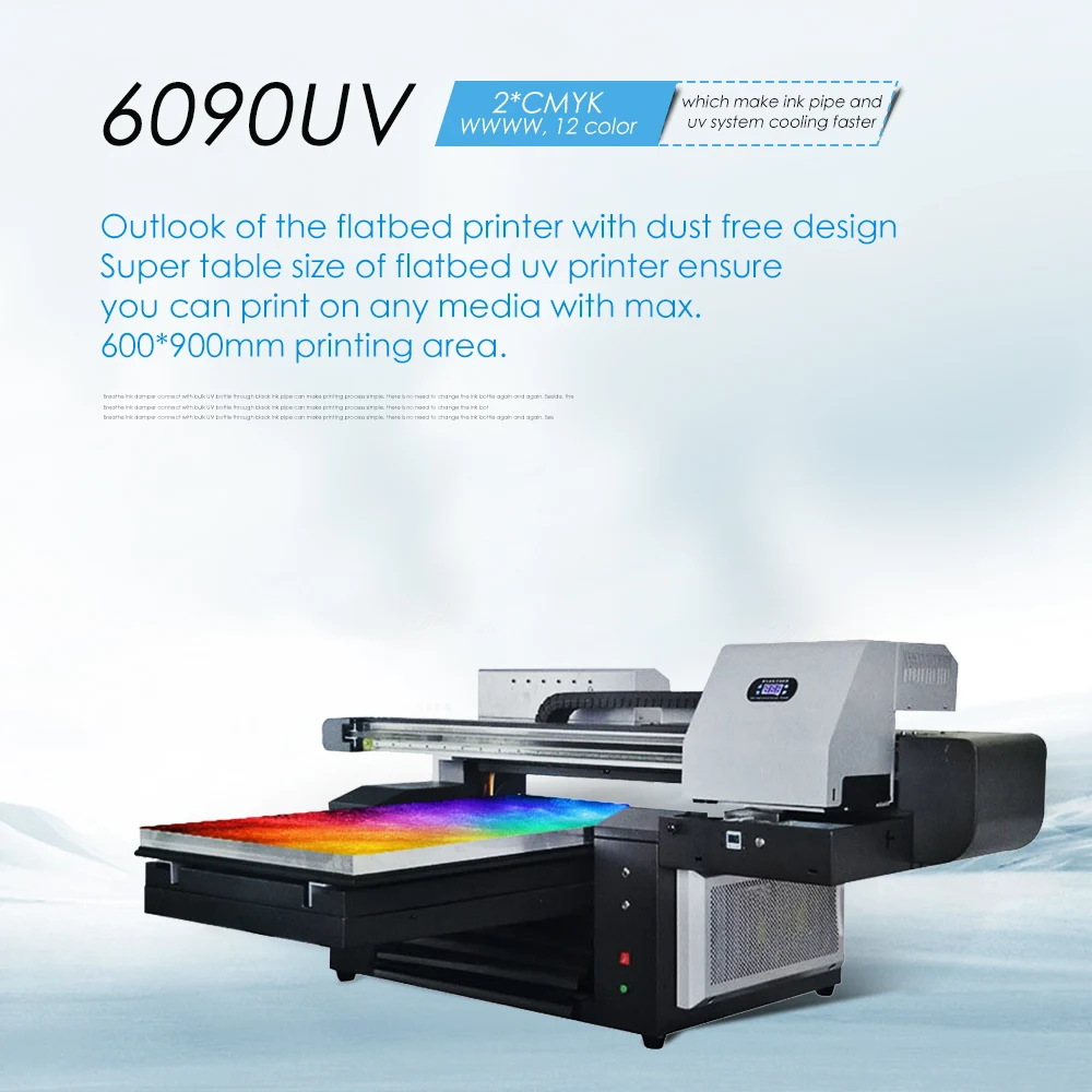 

New 6090 UV Printer Flatbed Printers 12 Colors 600x900mm Large Format Multifunction Digital Inkjet 3D Ceramic UV Printer
