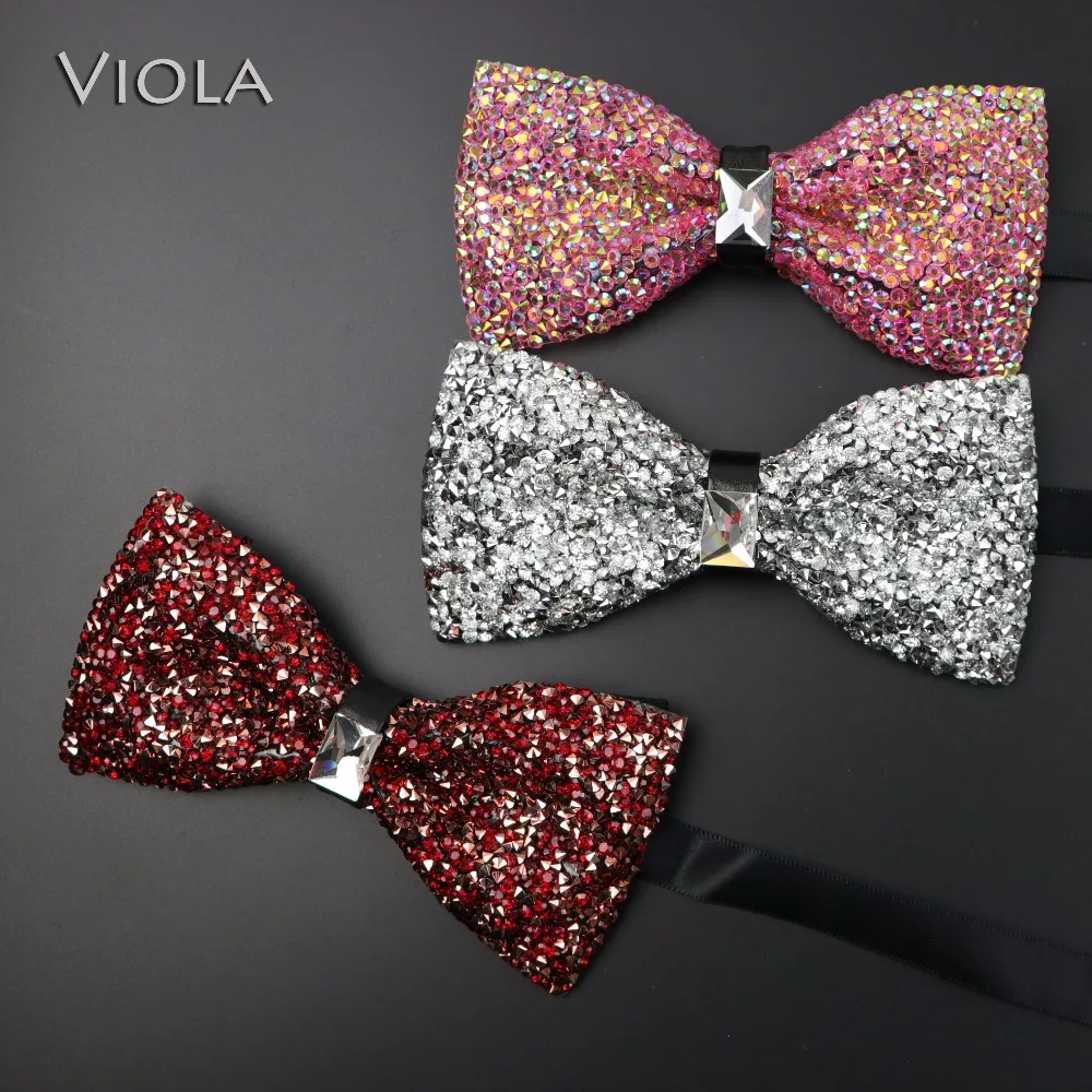 

2018New High Quality Crystal Shining Bowtie Diamonds Starry Men Figured Butterfly Bling Gift Stage Party Banquet Dinner 23Colors